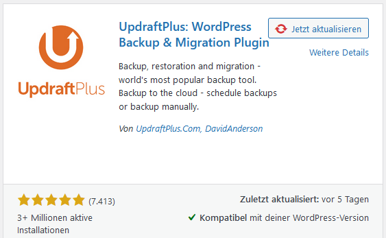 Website Backup erstellen mit dem Updraft Plus Plugin - Anleitung