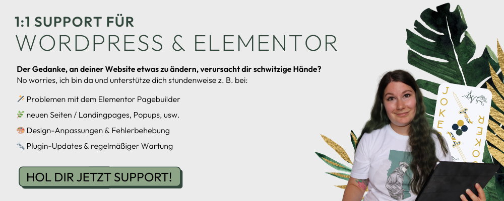 Hol dir jetzt Unterstützung von mir mit WordPress und Elementor!