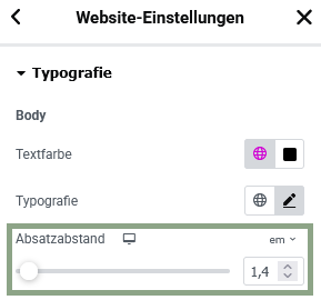 Elementor Website Einstellungen