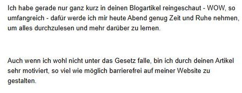 Feedback von Petra