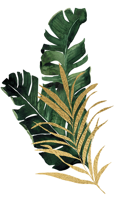 Monstera und Palmen Bouqet gold