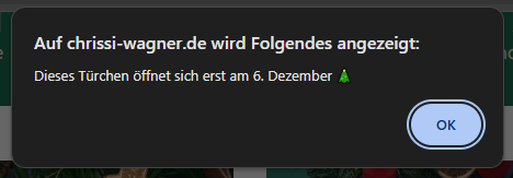Beispiel: Meldung "Türchen öffnet sich am"