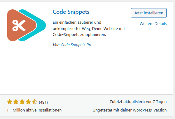 Code Snippets Plugin für aktuelles Jahr in Fusszeile