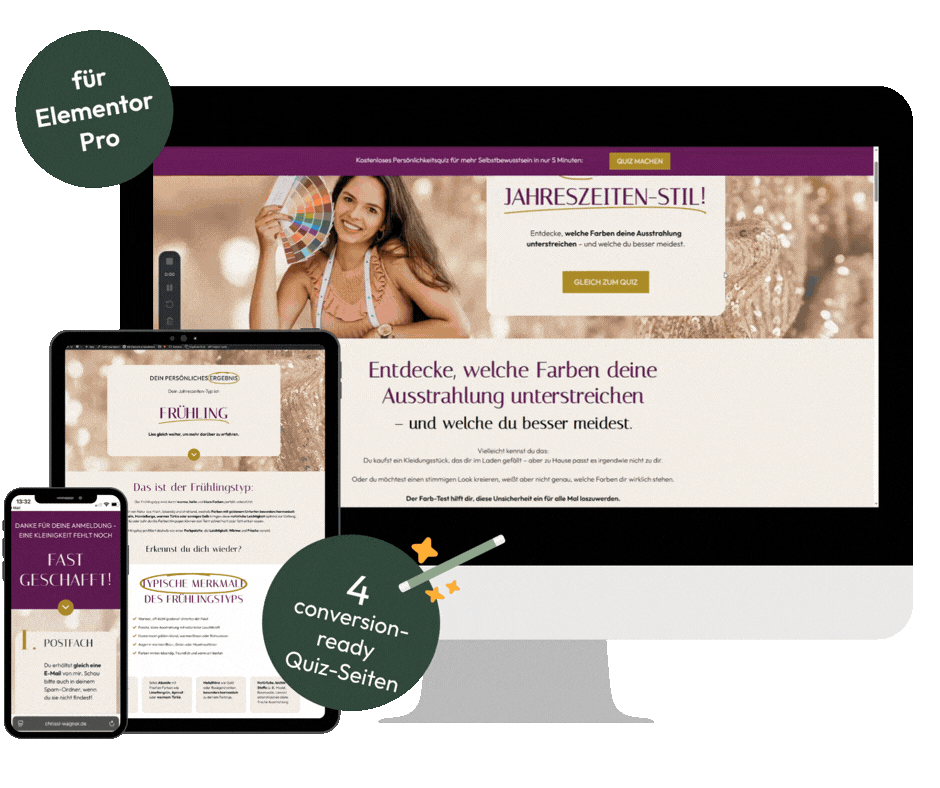 Mockup: Quiz Template Pack für Elementor